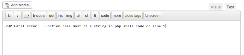 'PHP Fatal Error' in the post text triggers a bug